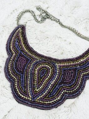 Statement Bib Beads & Rhinestones Necklace